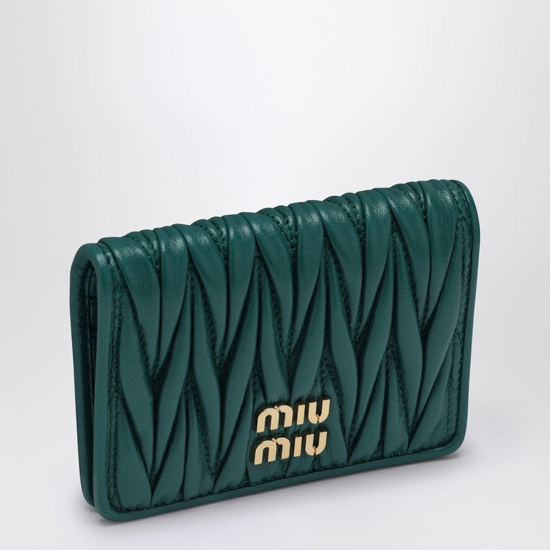 MIU MIU Lagoon-coloured matelassé leather card case 5MC1032FPPN_MIU-F0K41