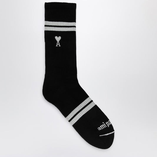 AMI Paris Black/white cotton blend socks with logo USC011AW0015O_AMI-001