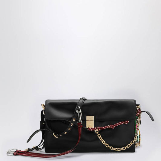 Prada Soft Sound large black leather shoulder bag with charms 1BD378OO62C6AQ_PRADA-F0002