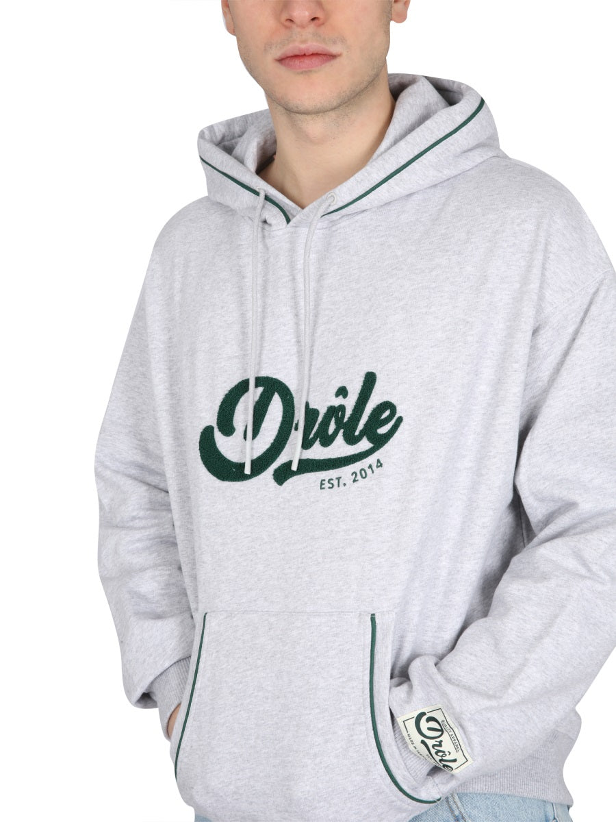 Drôle De Monsieur HOODED SWEATSHIRT WITH LOGO HO124CO001LIGHTGREY