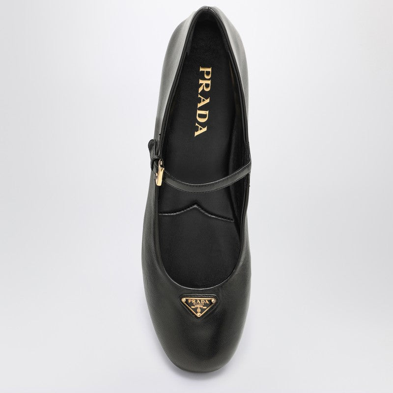 Prada Black leather ballerina with logo triangle 1F567N005038P_PRADA-F0002