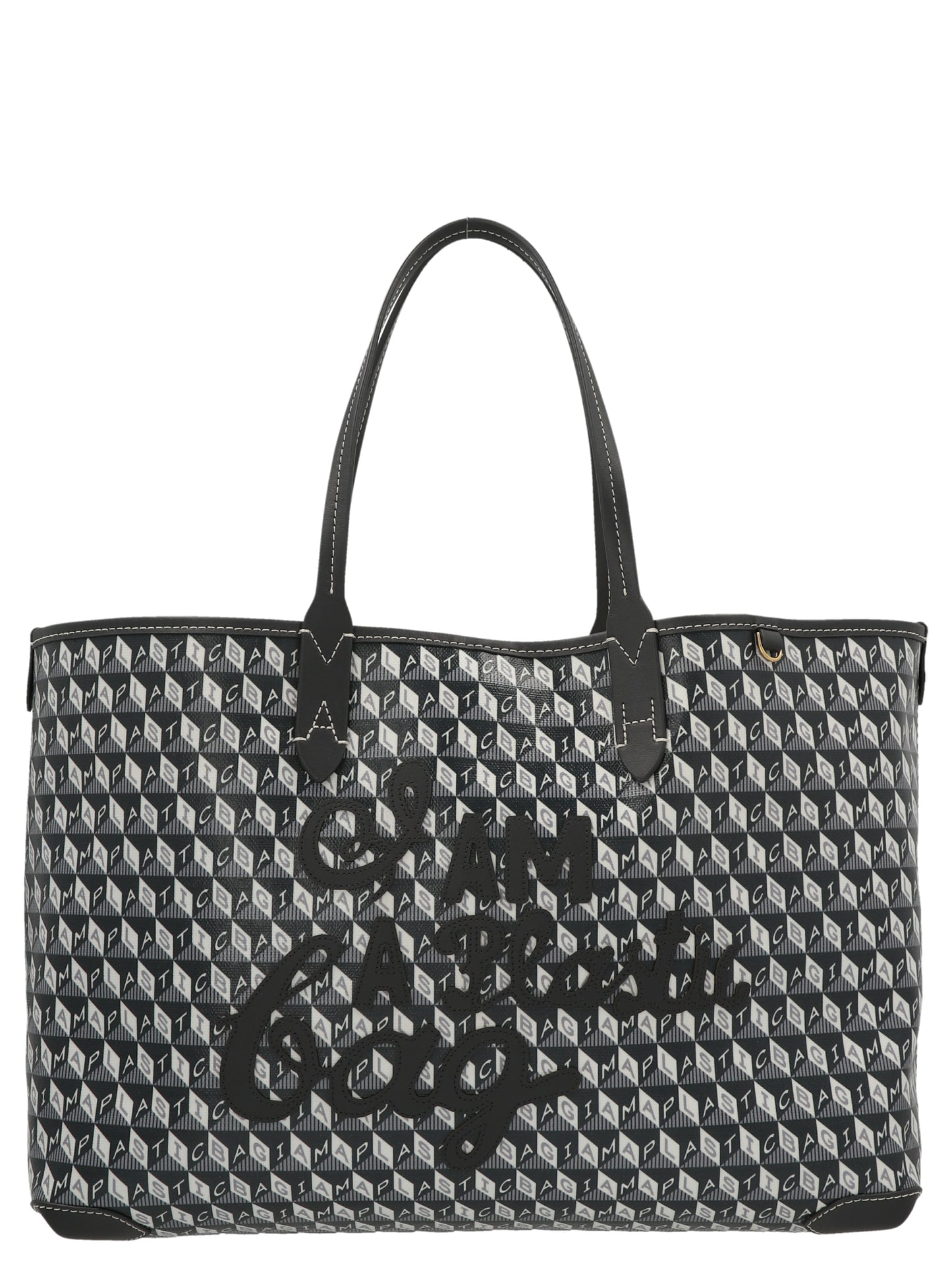 ANYA HINDMARCH 'I AM A PLASTIC BAG S MOTIF' HANDBAG 149877CHARCOAL