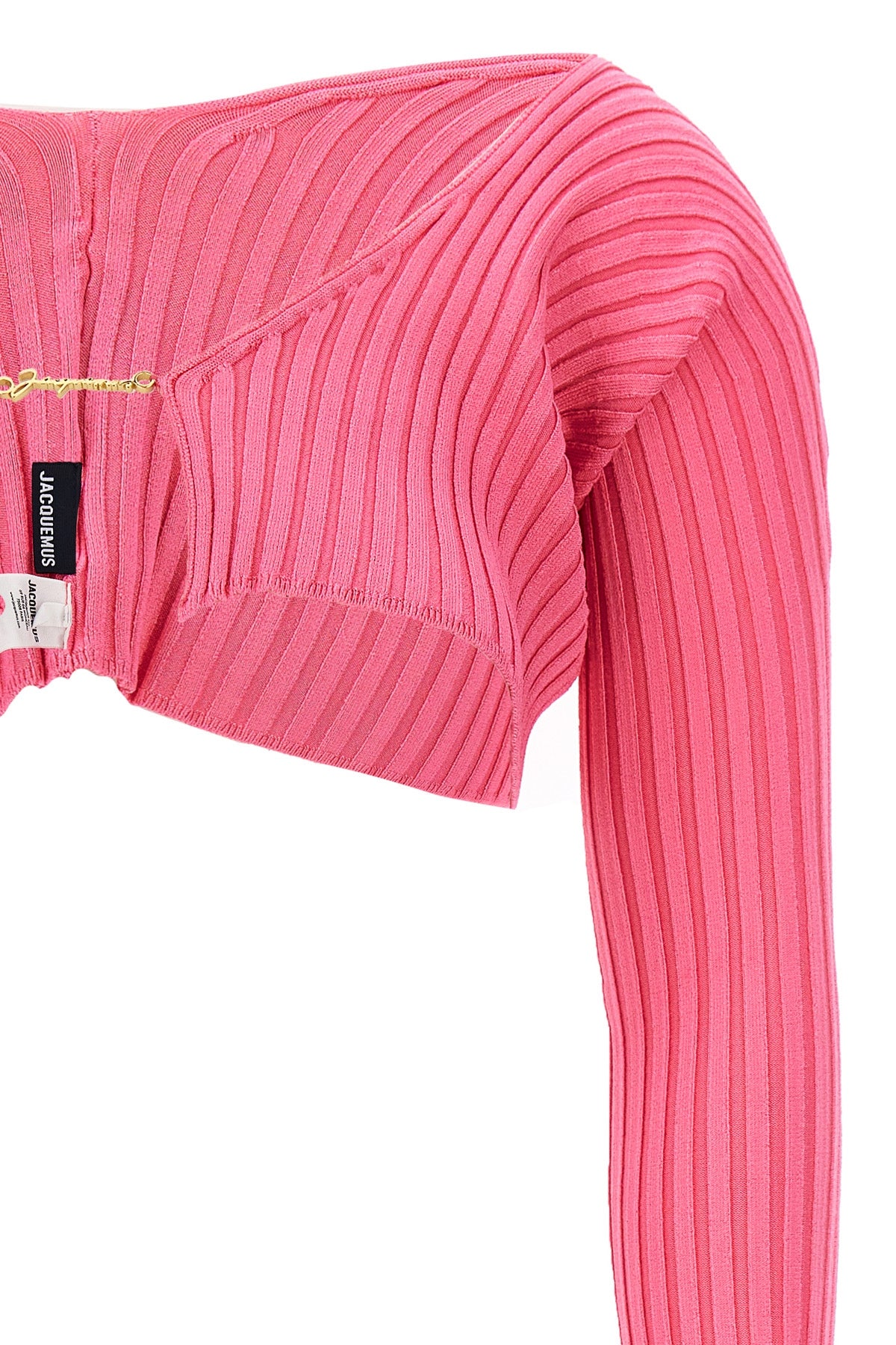 JACQUEMUS 'LE MAILLE PRALU' CROPPED CARDIGAN 21H213KN1082190NEONPINK