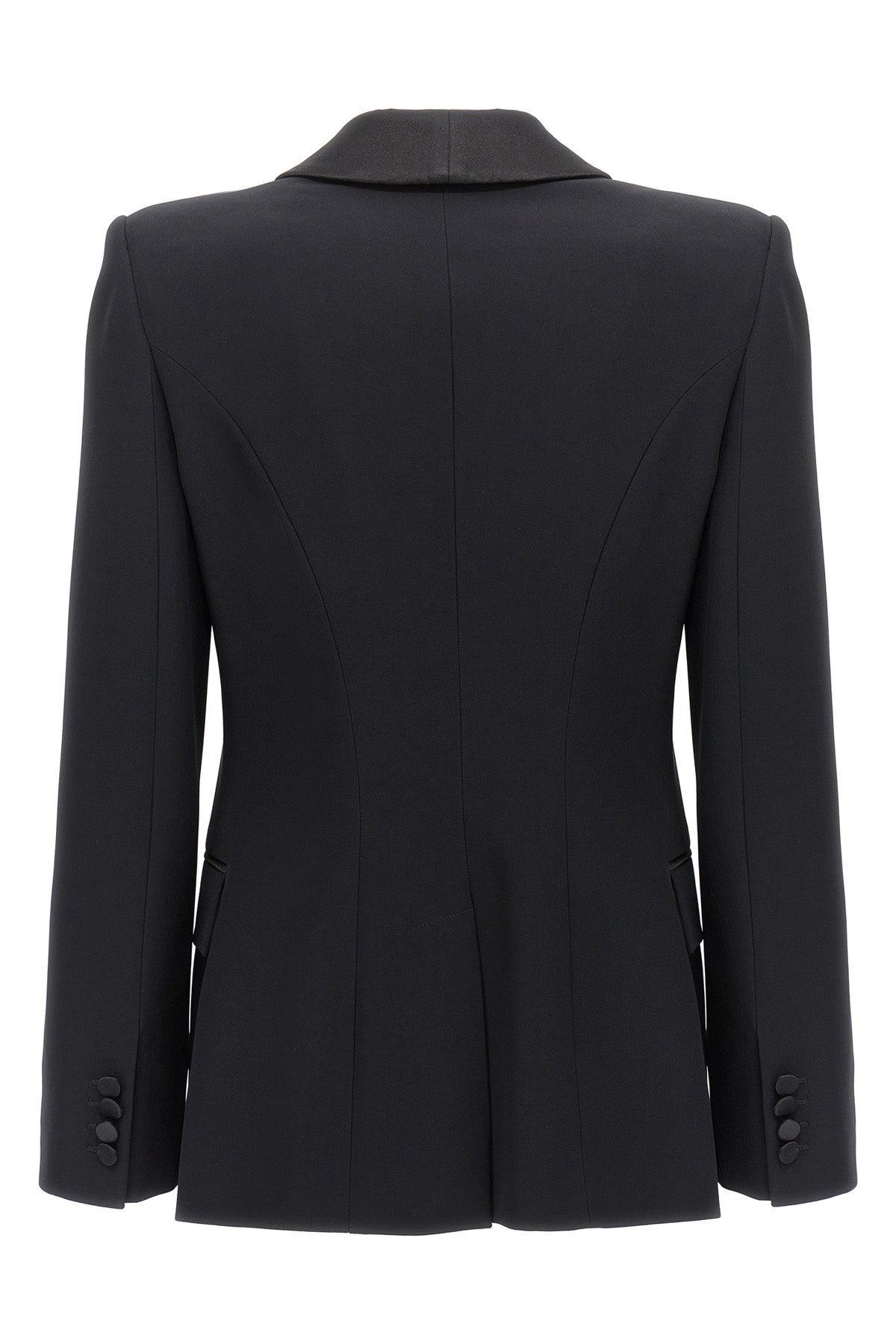 Alexander McQUEEN DOUBLE-BREASTED BLAZER WITH SATIN DETAILS 768597QEAAA1000