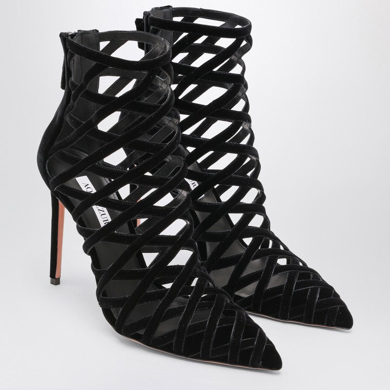 AQUAZZURA Black perforated décolleté with zip RMNHIGB0VELP_AQUA-000