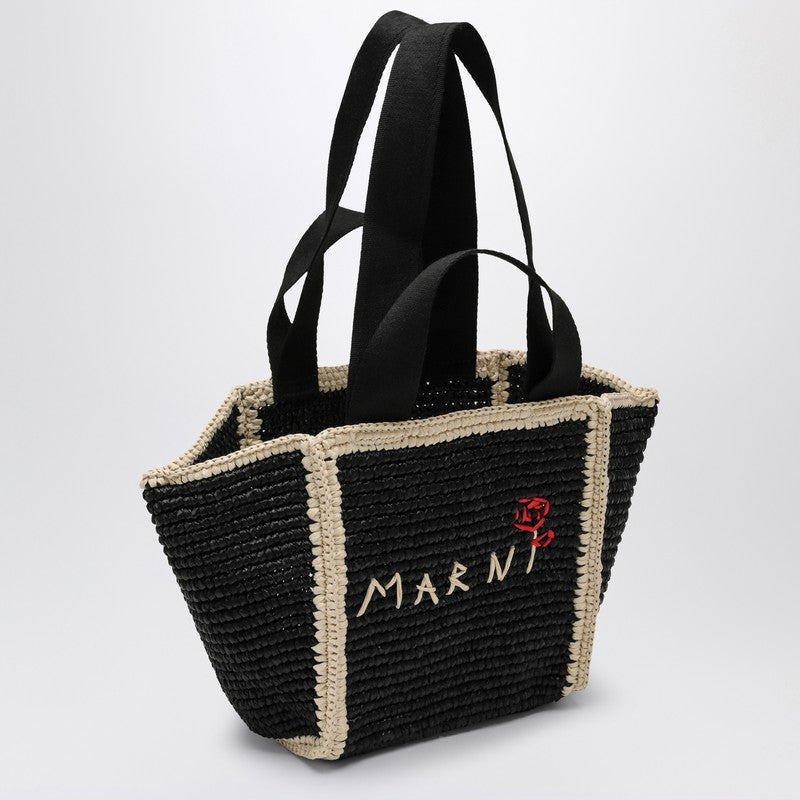 Marni Sillo small shopping bag in black raffia-effect macramé SHMP0121L0P6769P_MARNI-ZO762